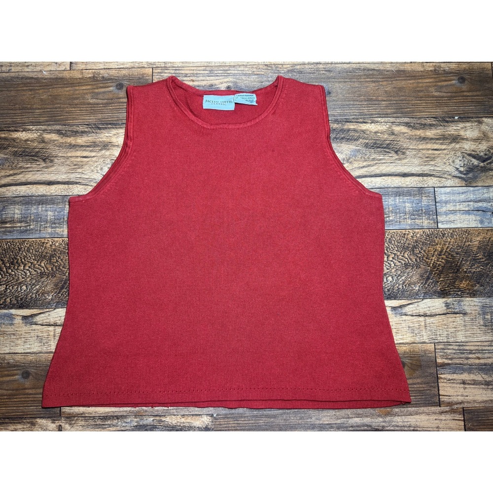 Jaclyn Smith Sz L Classic Red‎ Tank Top Knit Sleeveless Casual Large